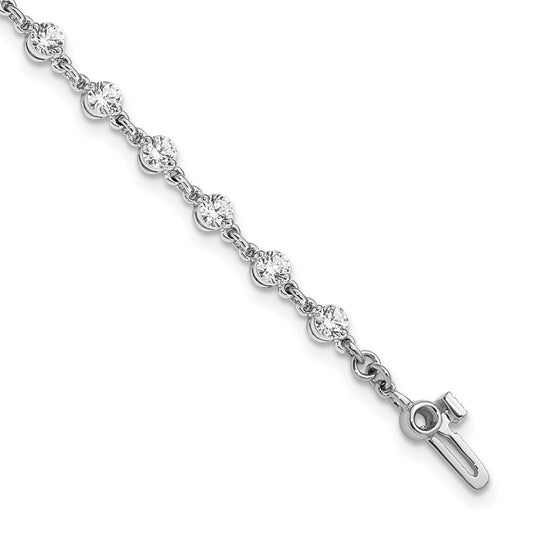 14k White Gold 3mm Round Diamond Bracelet