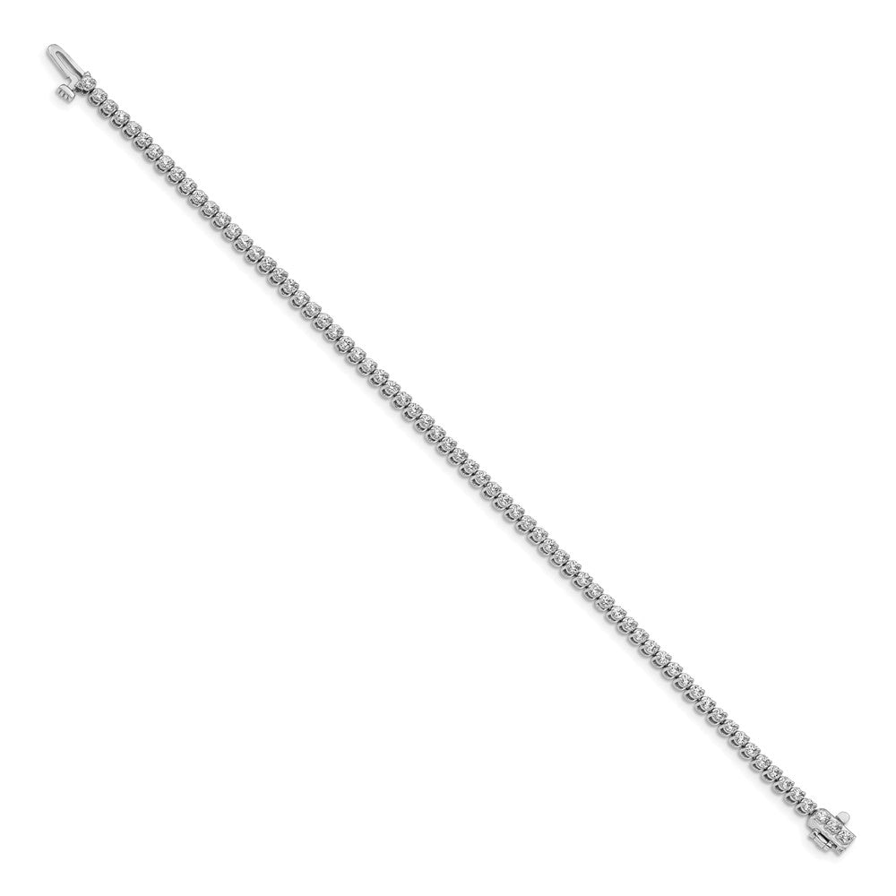 14k White Gold 1.9mm Round 2-prong AA Diamond Bracelet
