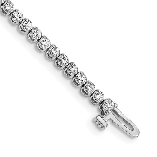 14k White Gold 1.9mm Round 2-prong AAA Diamond Bracelet