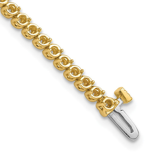 14k Yellow Gold 1.9mm Round 2-prong Diamond Bracelet Mounting