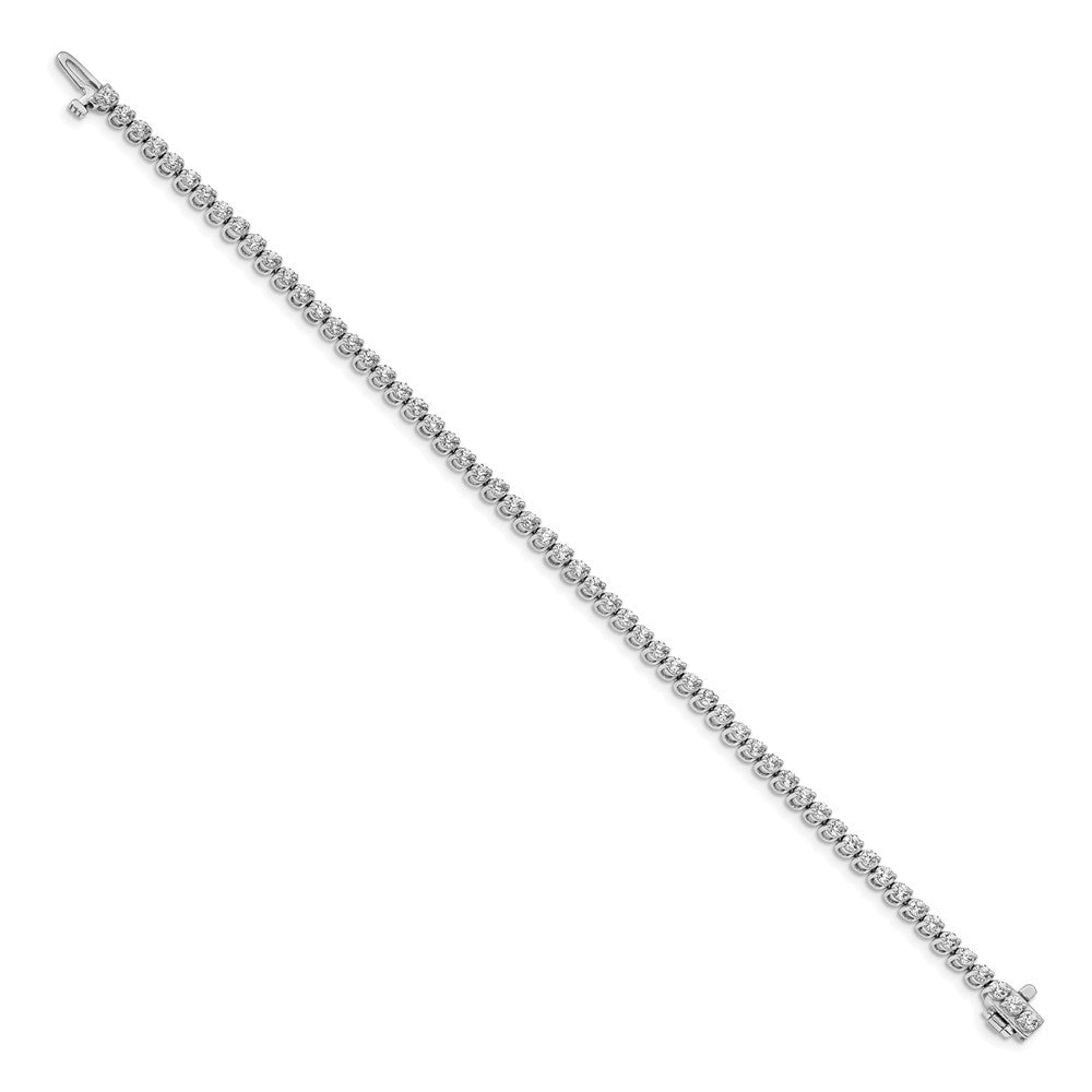 14k White Gold 2.3mm Round 2-prong AA Diamond Bracelet