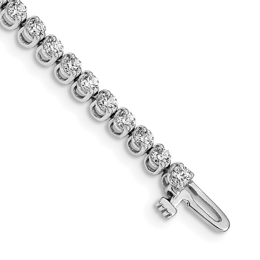 14k White Gold 2.3mm Round 2-prong AA Diamond Bracelet