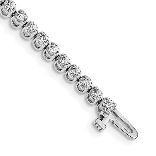 14k White Gold 2.3mm Round 2-prong AA Diamond Bracelet