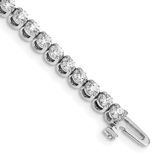 14k White Gold 2.7mm Round 2-prong AA Diamond Bracelet