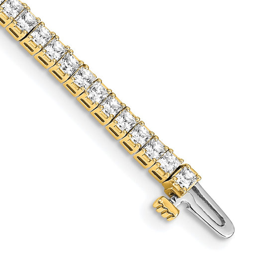 14k 2mm Princess 4ct VS Diamond Tennis Bracelet