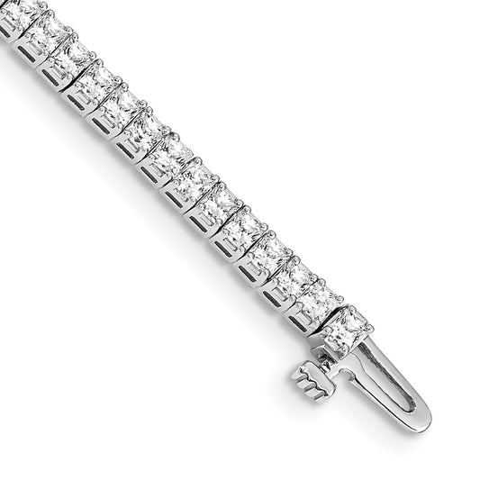 14k White Gold 2mm Princess 4ct VS Diamond Tennis Bracelet