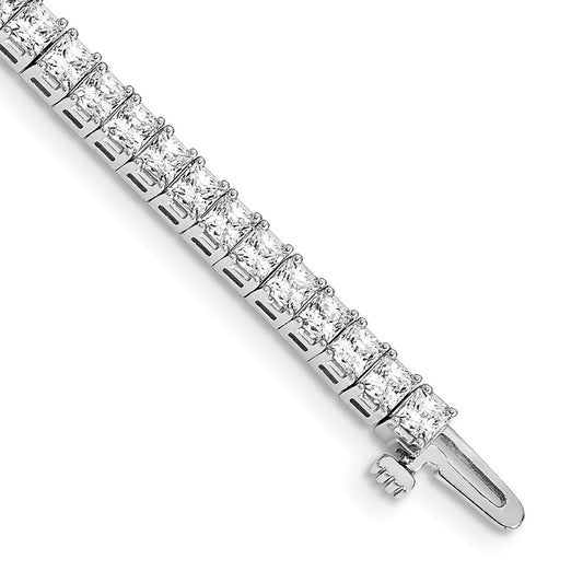 14k White Gold 2.5mm Princess 6.6ct AA Diamond Tennis Bracelet