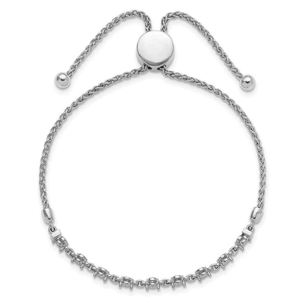 14k White Gold 2.5mm Round Diamond .54ct Adjustable Bracelet Mounting