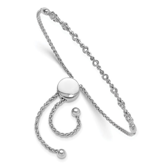 14k White Gold 2.5mm Round Diamond .54ct Adjustable Bracelet Mounting