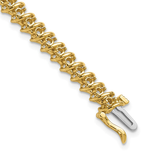 14k Yellow Gold 2.1mm Diamond Tennis Bracelet Mounting