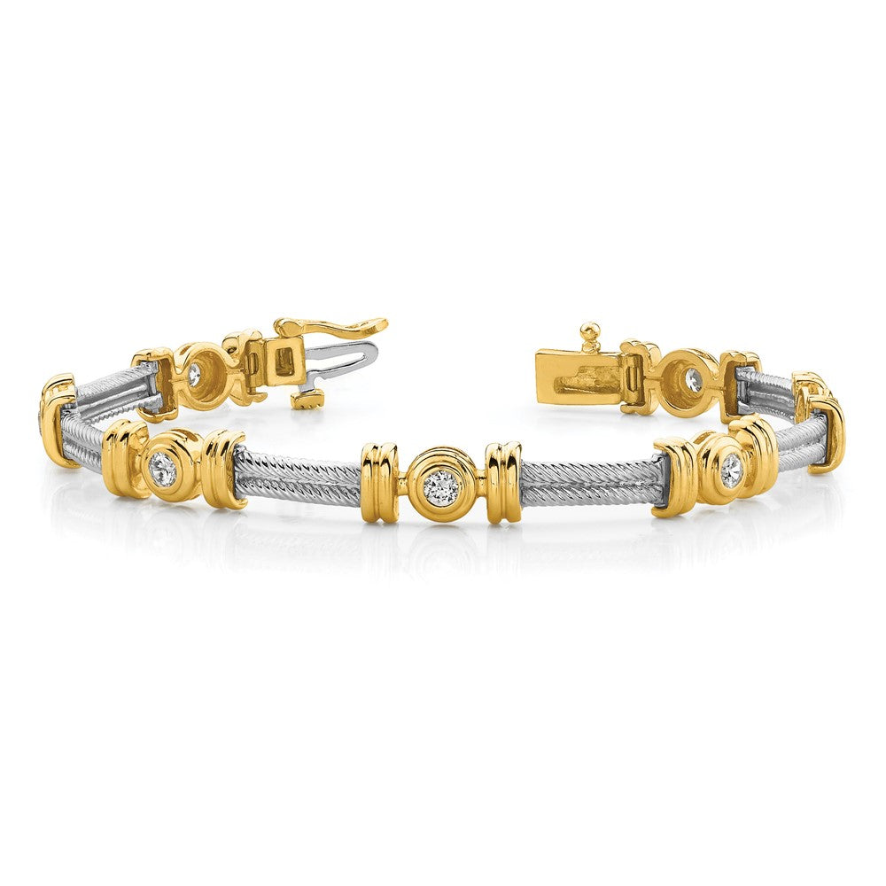 14k Two-tone AAA Diamond Fancy Bracelet