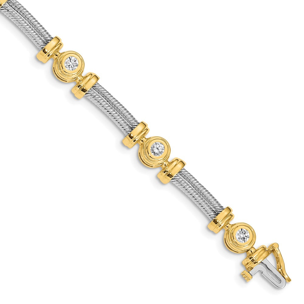 14k Yellow Gold Two-tone 3.9mm Diamond Fancy Bracelet Mounting