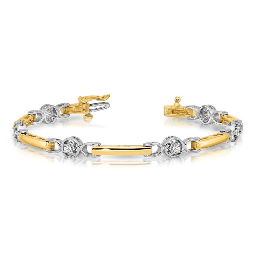 14k Two-tone A Diamond Fancy Tennis Bracelet