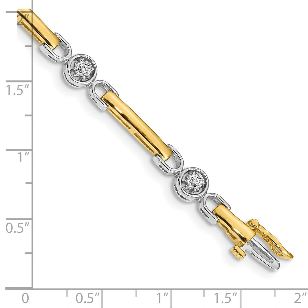 14k Two-tone A Diamond Fancy Tennis Bracelet