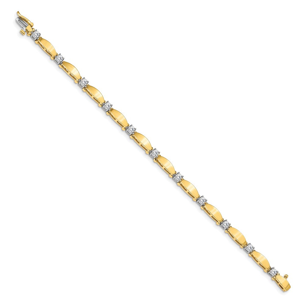 14k Yellow Gold Two-tone 3mm Bar Link Tennis Bracelet Mounting