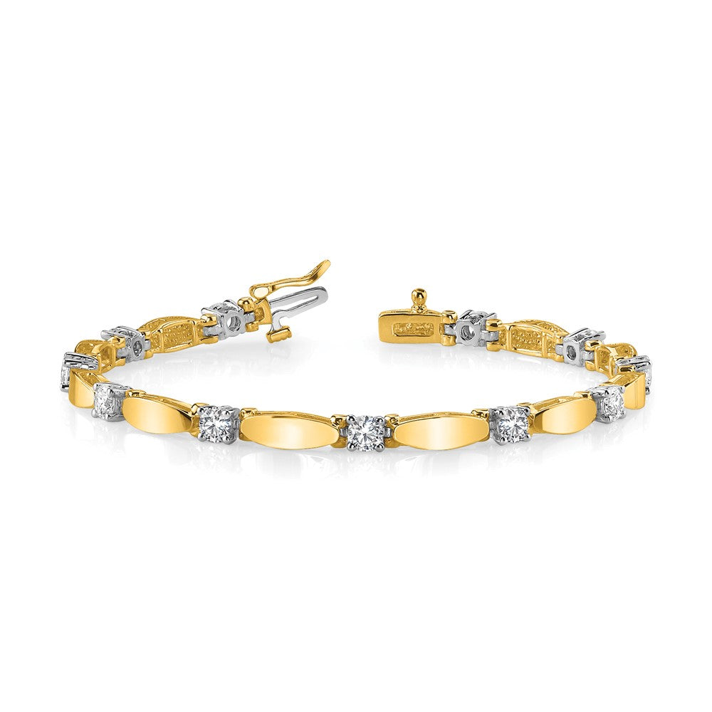 14k Yellow Gold Two-tone 3mm Bar Link Tennis Bracelet Mounting