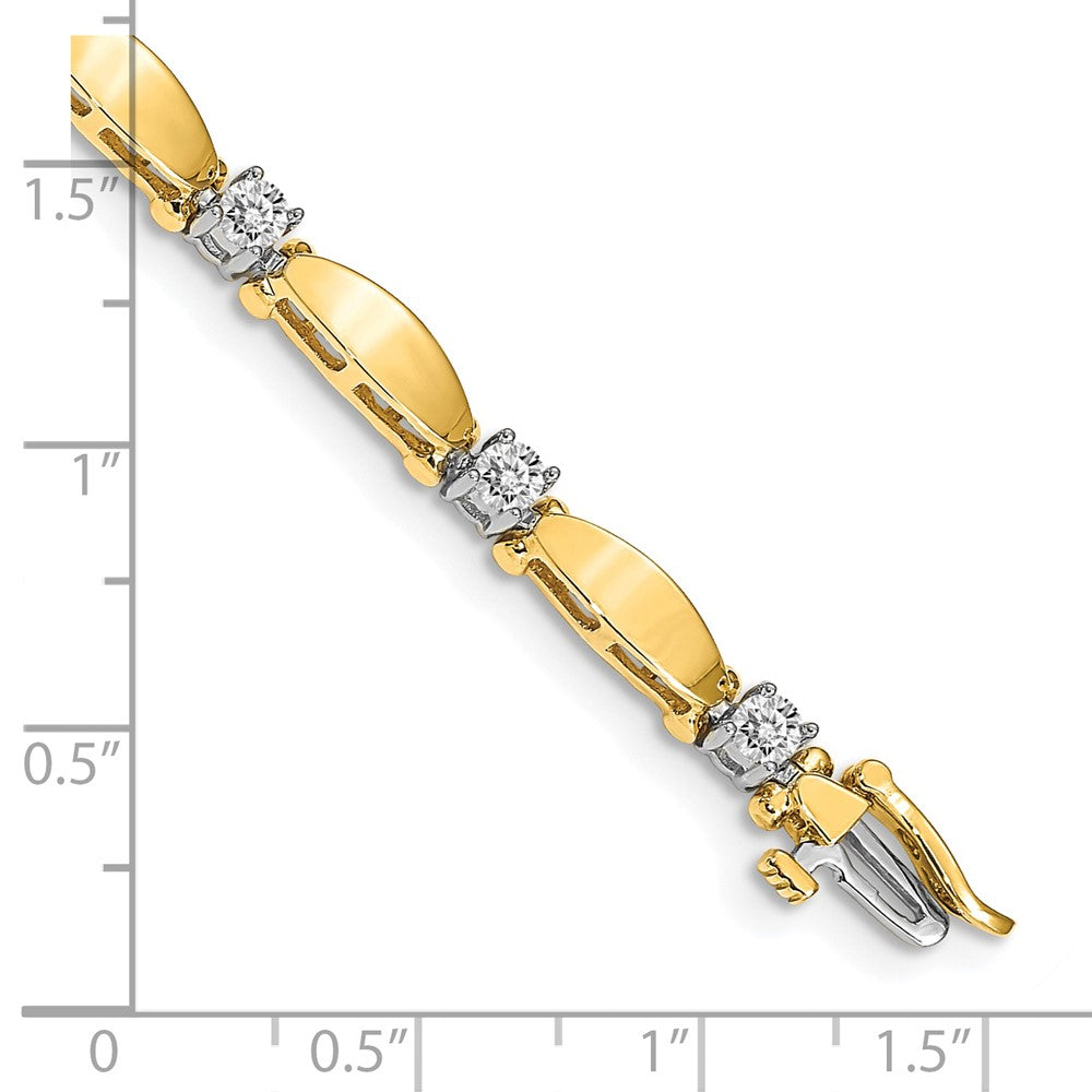 14k Two-tone A Diamond Tennis Bracelet