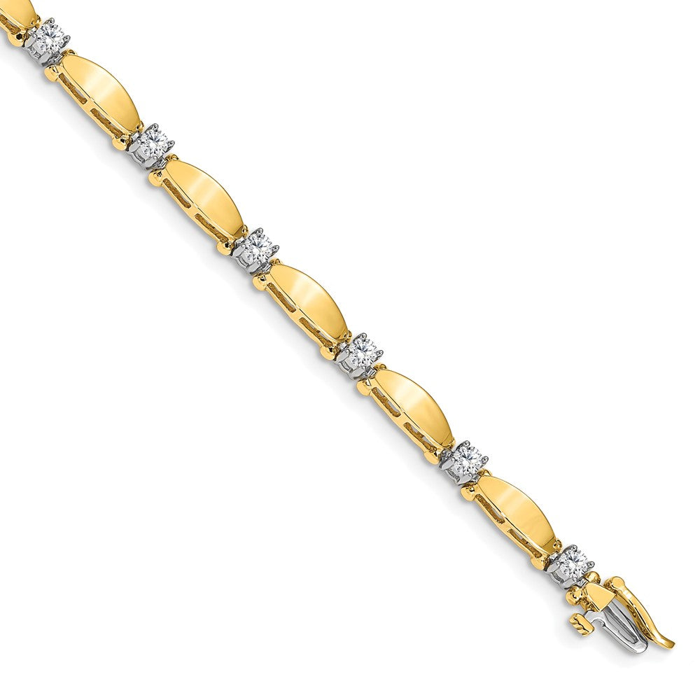 14k Yellow Gold Two-tone 3mm Bar Link Tennis Bracelet Mounting