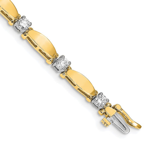 14k Two-tone AAA Diamond Tennis Bracelet