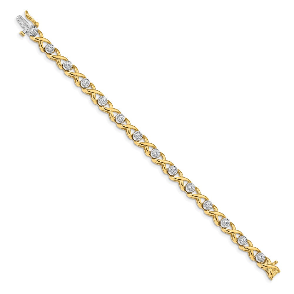 14k Two-tone AAA Diamond Tennis Bracelet