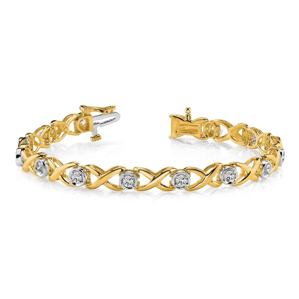 14k Two-tone AAA Diamond Tennis Bracelet