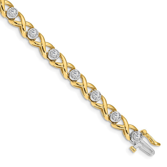 14k Two-tone AAA Diamond Tennis Bracelet