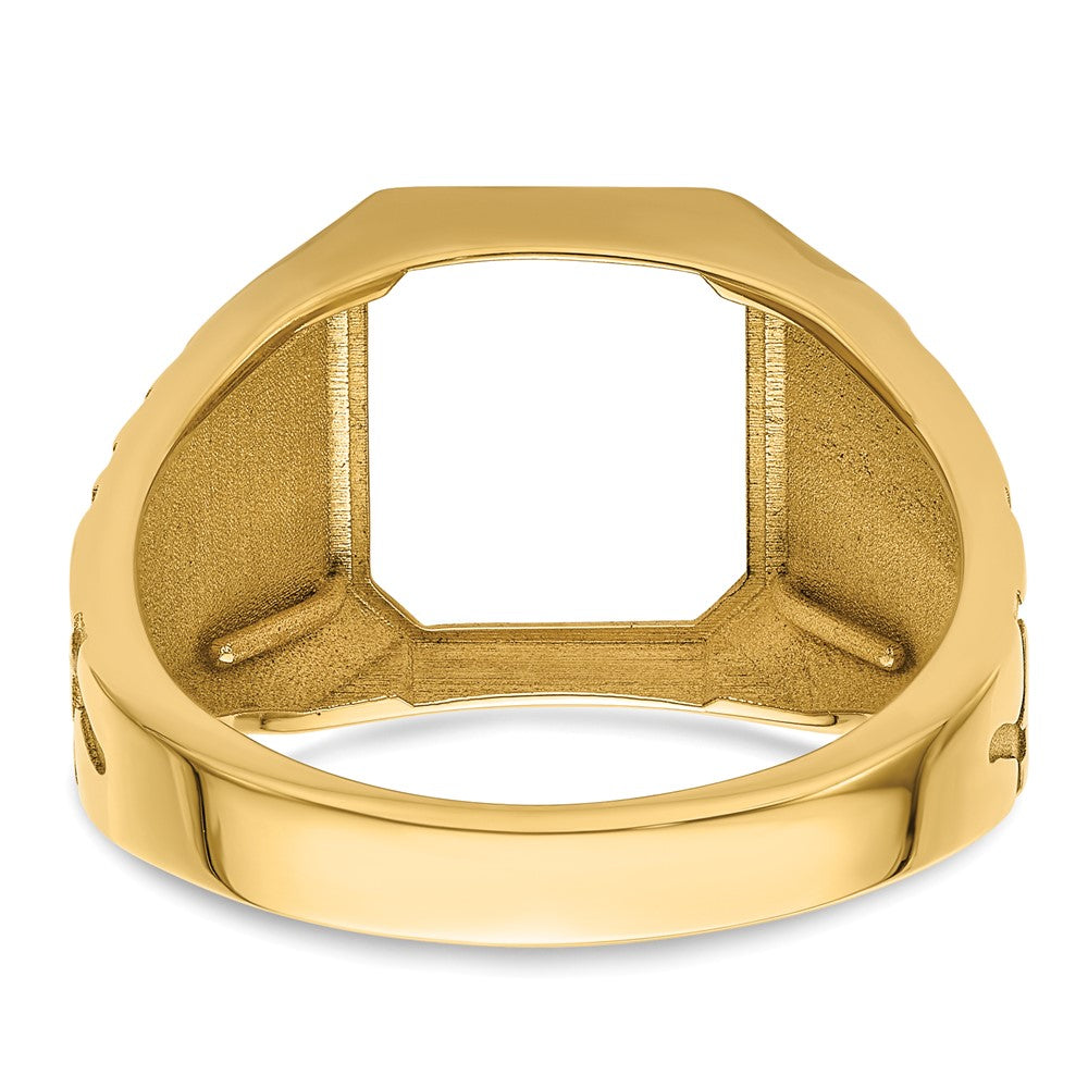 14k Yellow Gold Men's Polished and Grooved Masonic Ring Mounting