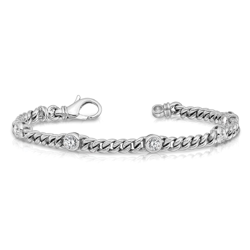 14k White Gold AAA Diamond Fancy Bracelet