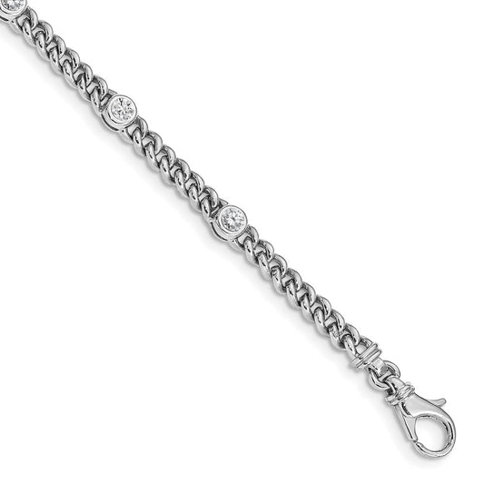 14k White Gold AAA Diamond Fancy Bracelet