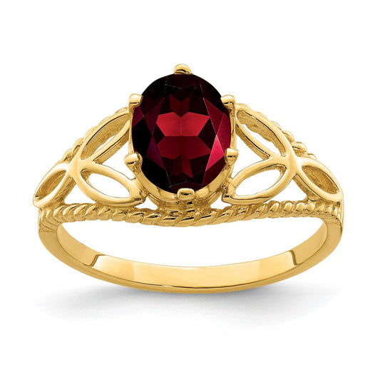 14k 8x6mm Oval Garnet ring