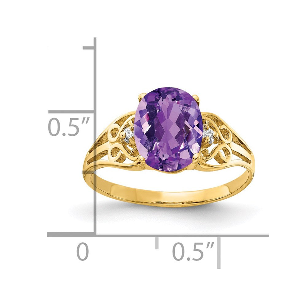 14k 9x7mm Oval Amethyst VS Diamond ring