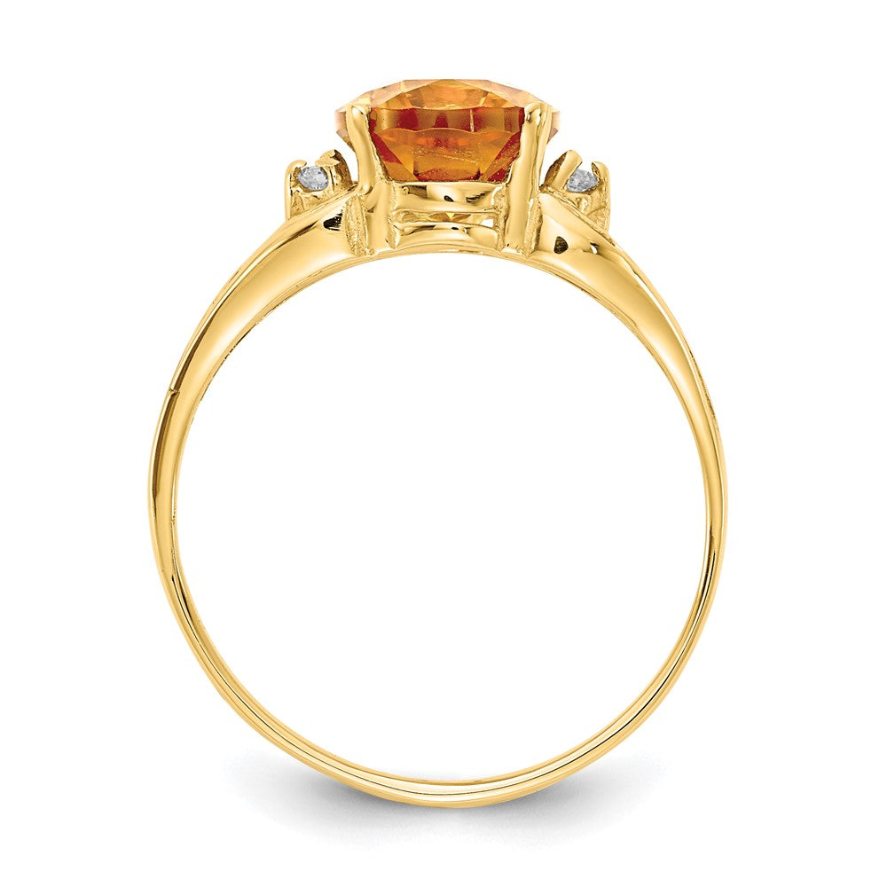 14k 9x7mm Oval Citrine VS Diamond ring