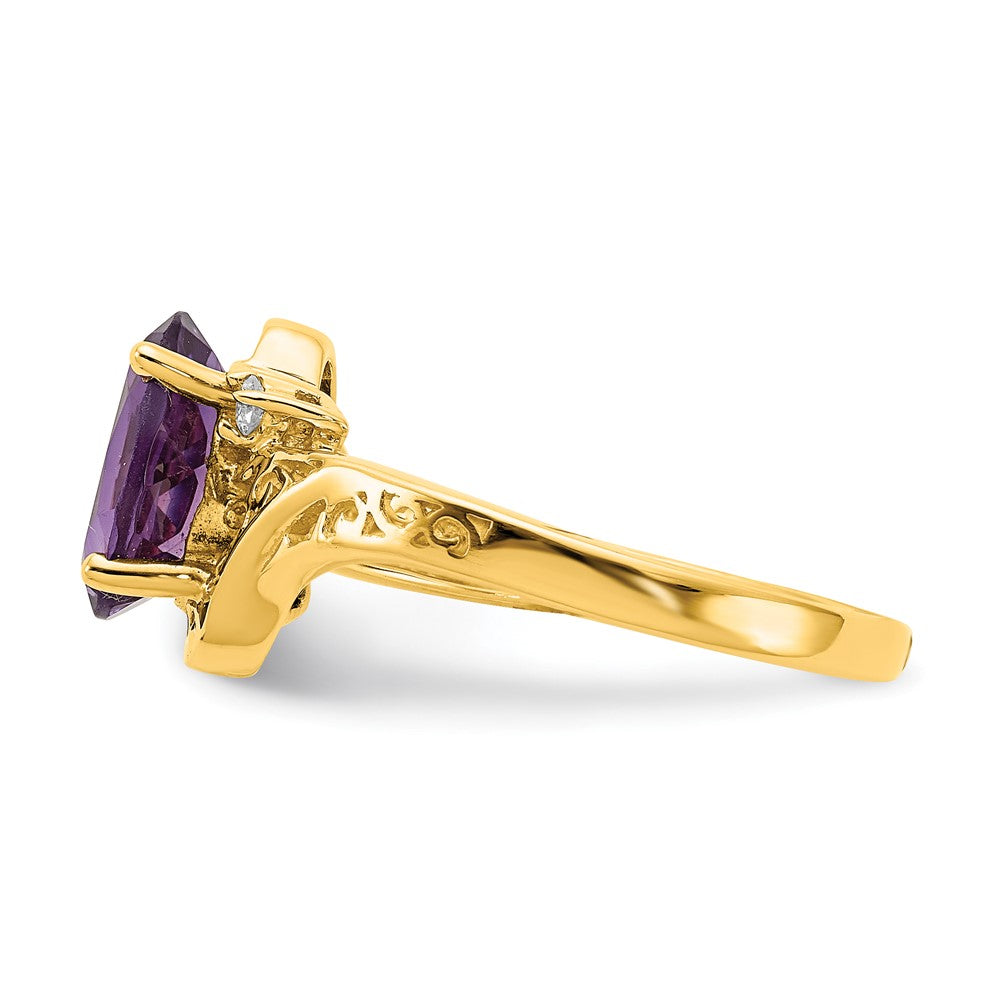14k 9x7mm Oval Amethyst AAA Diamond ring