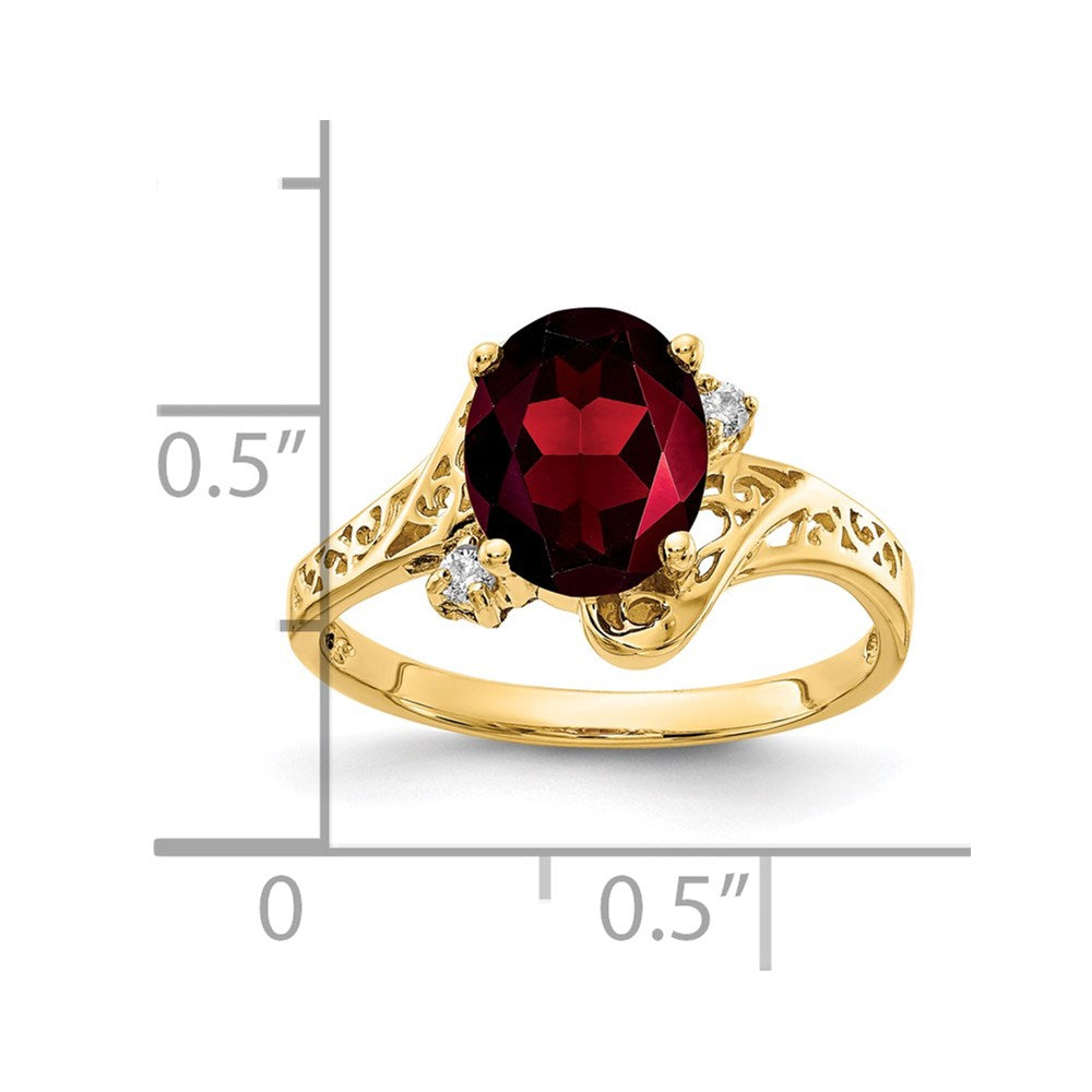 14k 9x7mm Oval Garnet VS Diamond ring