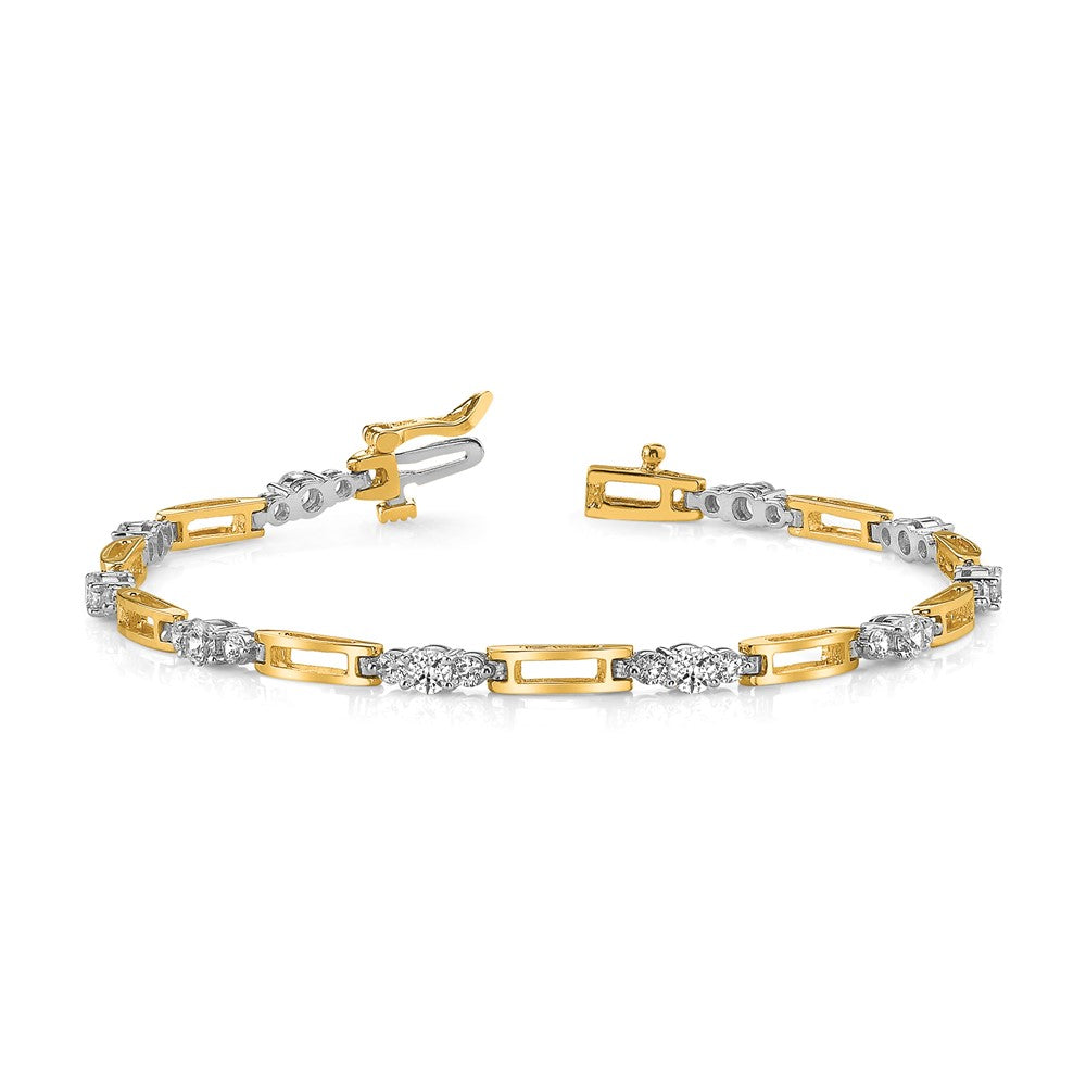 14k Two-tone VS Diamond Fancy Link Tennis Bracelet