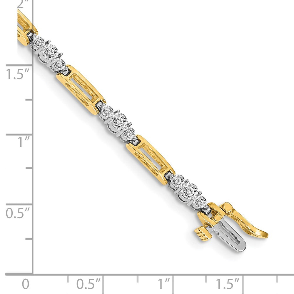 14k Two-tone VS Diamond Fancy Link Tennis Bracelet