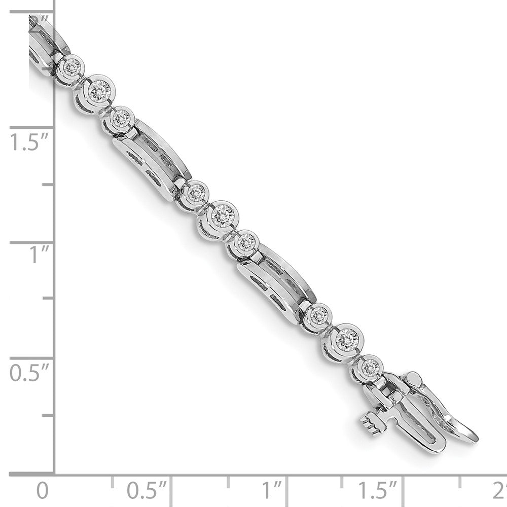 14k White Gold A Diamond Fancy Link Tennis Bracelet