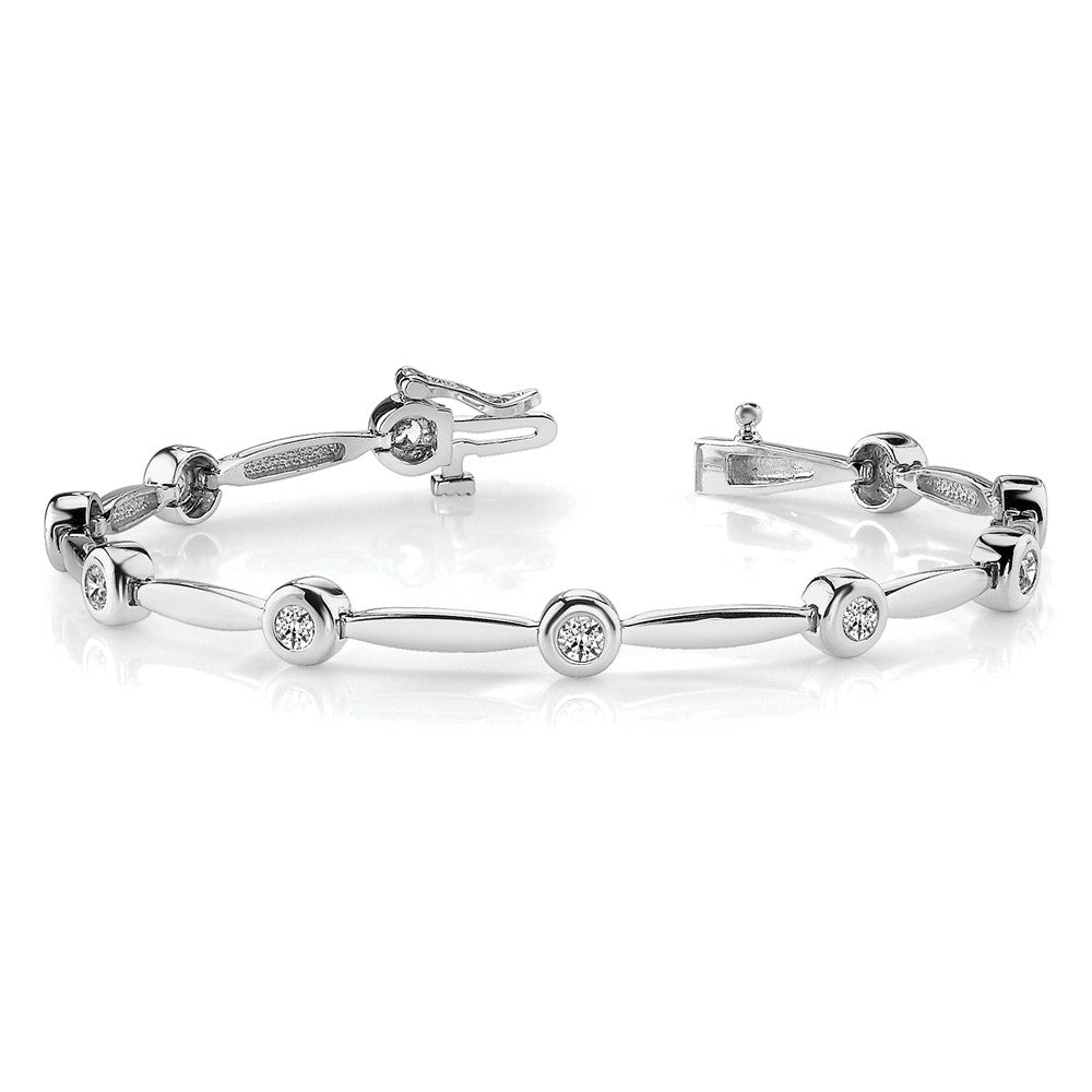 14k White Gold VS Diamond Bar Link Bracelet