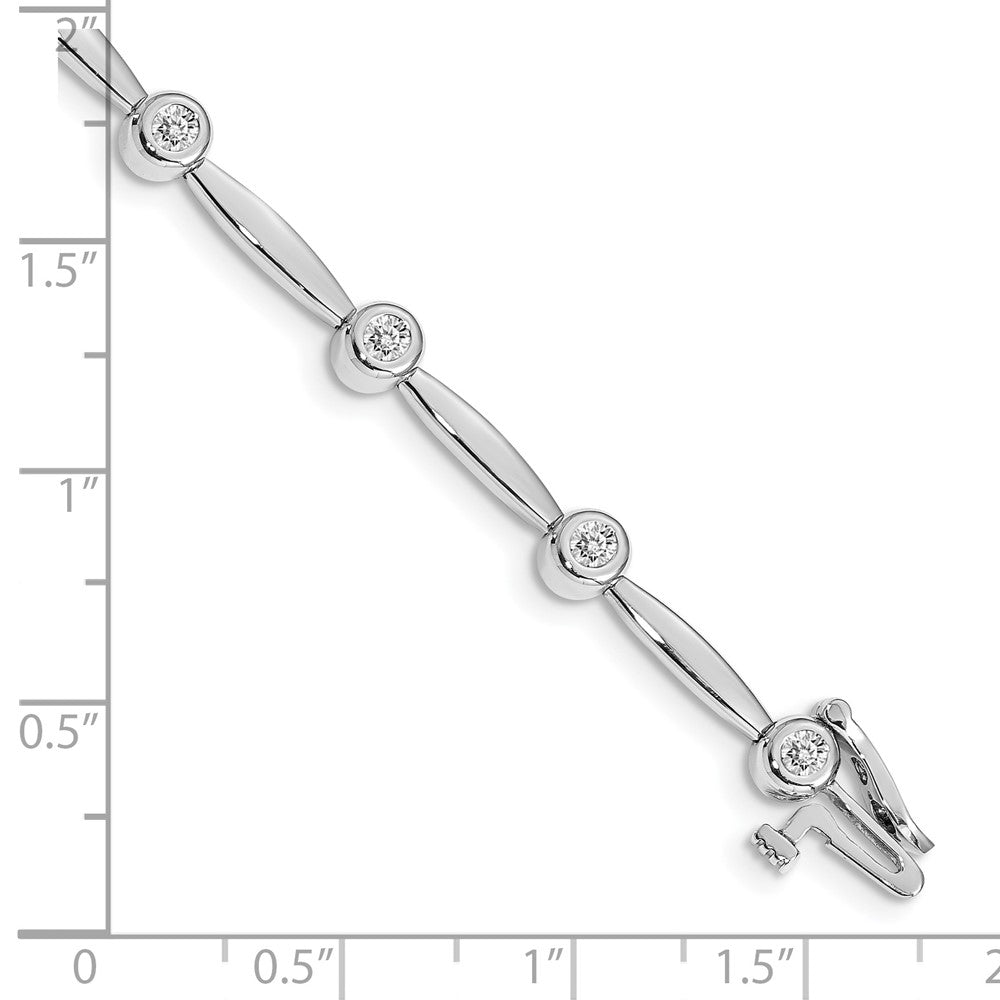 14k White Gold AAA Diamond Bar Link Bracelet