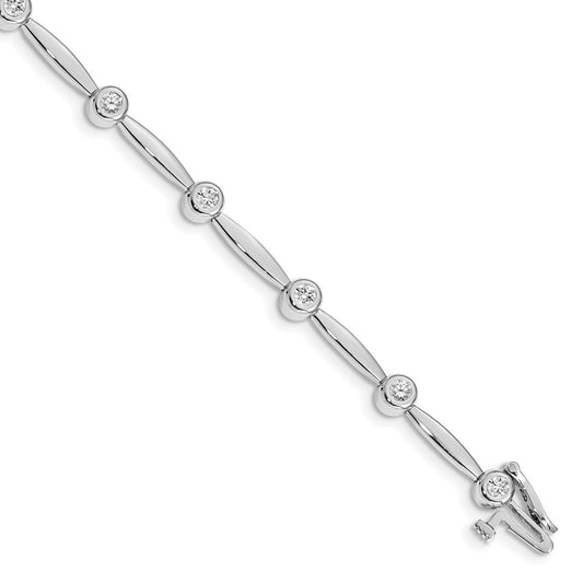 14k White Gold A Diamond Bar Link Bracelet