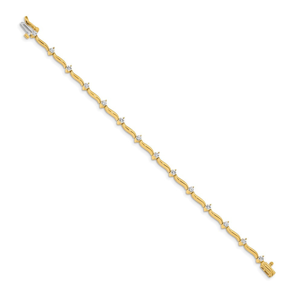 14k Yellow Gold 2.6mm Stones Bar Link Tennis Bracelet Mounting