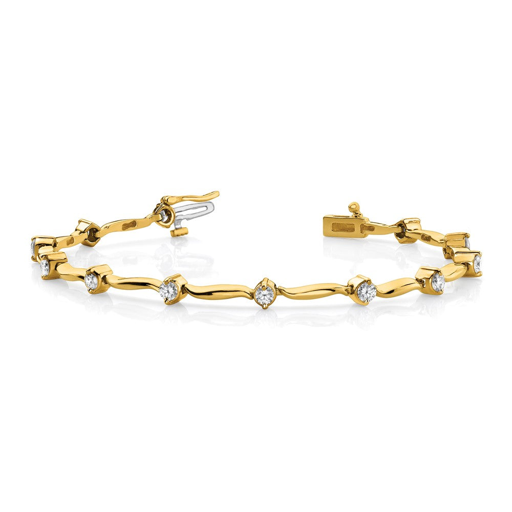 14k Yellow Gold 2.6mm Stones Bar Link Tennis Bracelet Mounting