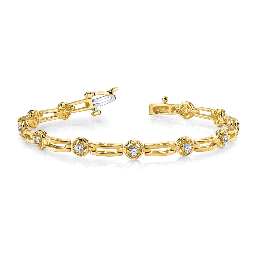 14k Yellow Gold AAA Diamond Tennis Bracelet
