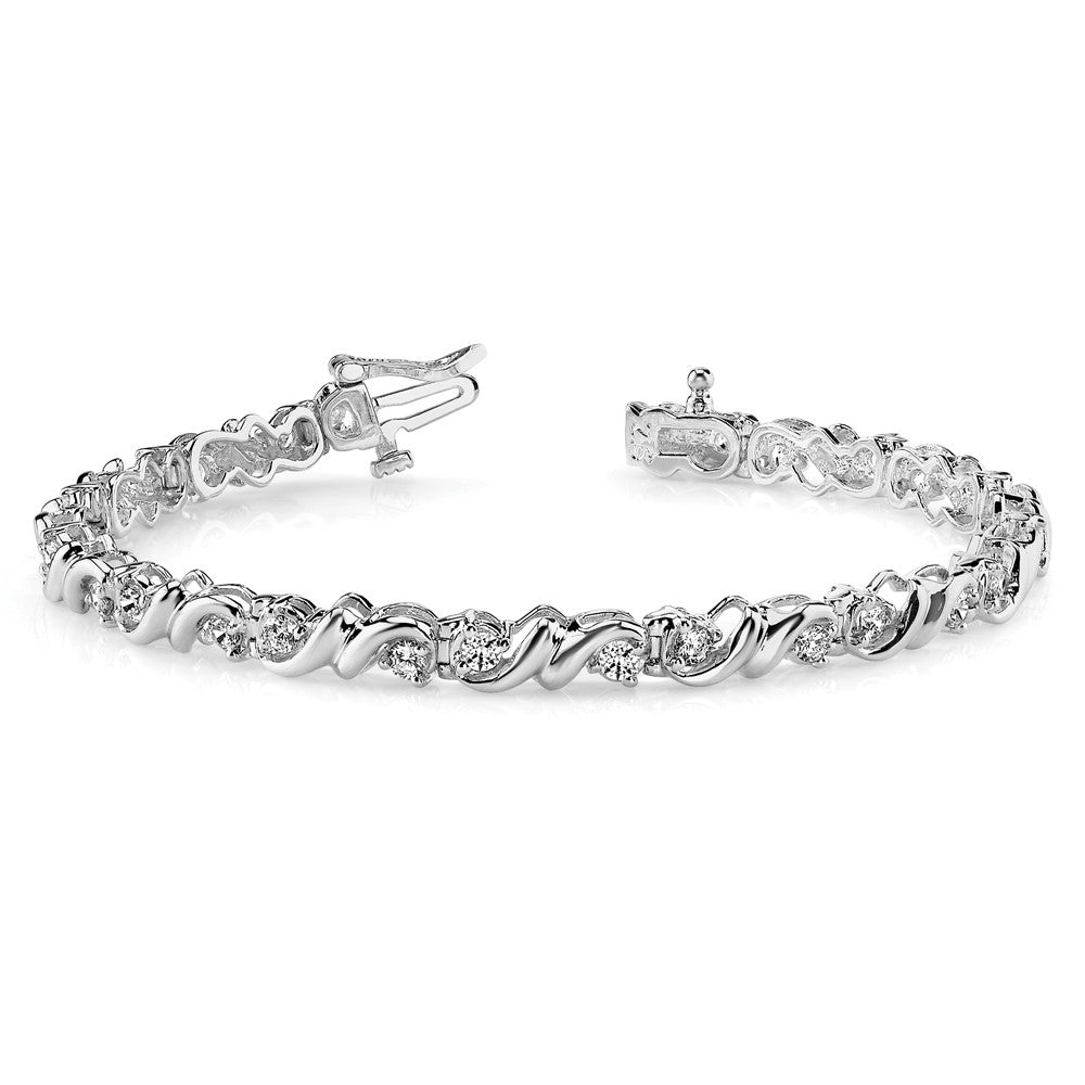 14k White Gold A Diamond Tennis Bracelet