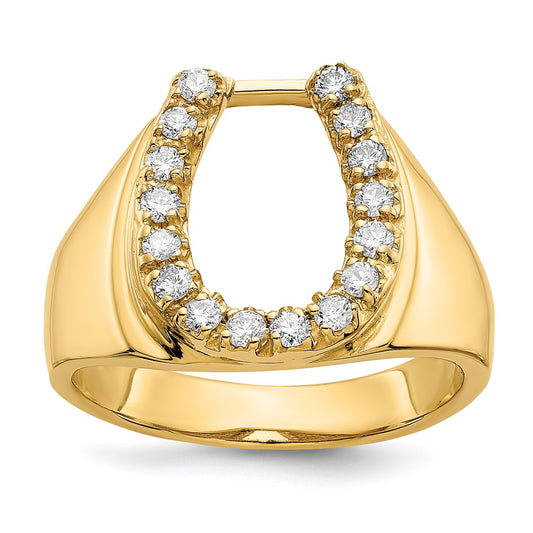 14k AA Diamond Men's Horse shoe Ring