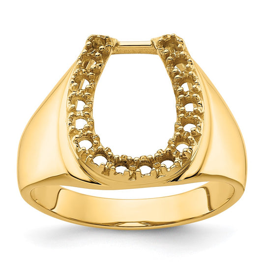 14k Yellow Gold Mens Diamond Horseshoe Ring Mounting