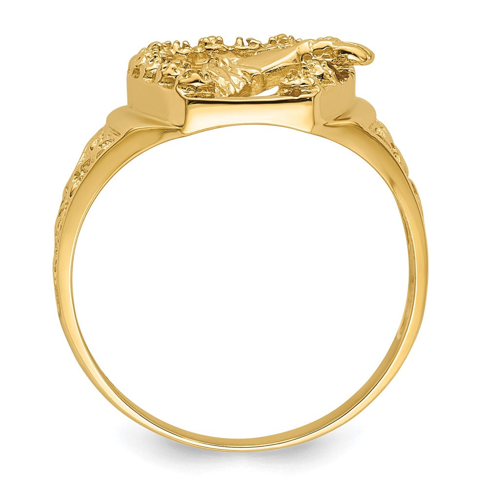 14k Yellow Gold Diamond Horseshoe with Horse in Center Mens Ring Mounting