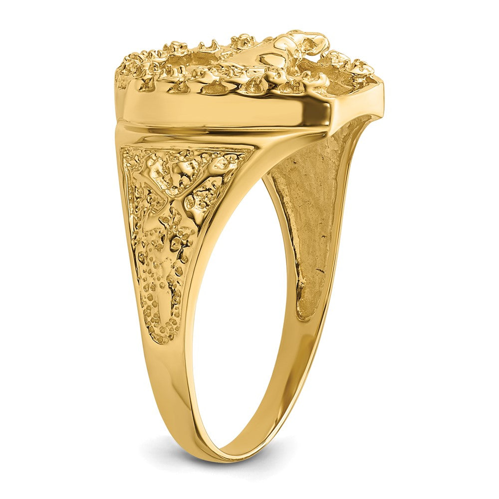 14k Yellow Gold Diamond Horseshoe with Horse in Center Mens Ring Mounting