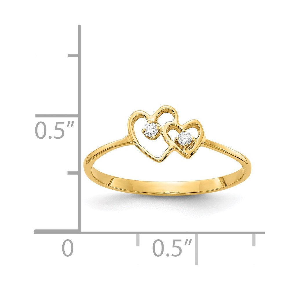 14k A Diamond heart ring