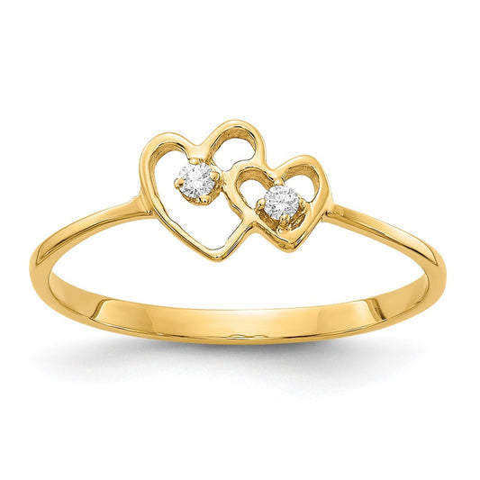 14k AAA Diamond heart ring